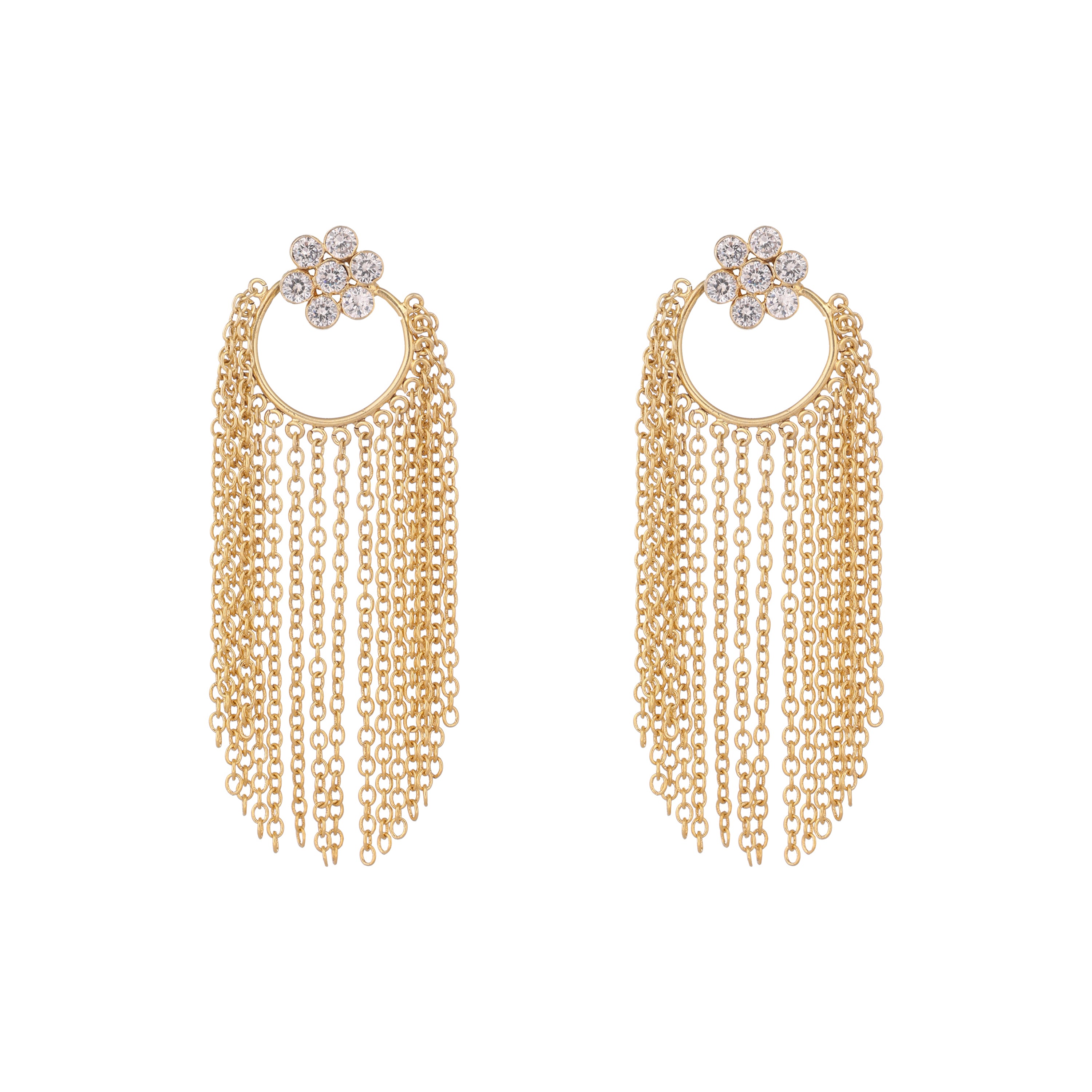 22K Gold Plated Contemporary Chain Drop Earrings