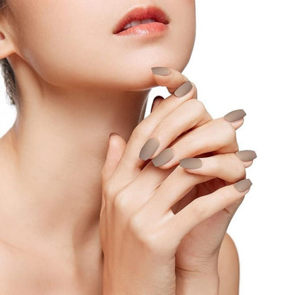 Sanfe Instant Press On Nails - Classic Coffee | 24 Reusable Artificial Fake Nail Set/Extensions | Quick, Lightweight, Salon Look, Lasts upto 3 weeks | For Festivals & Special Occasions