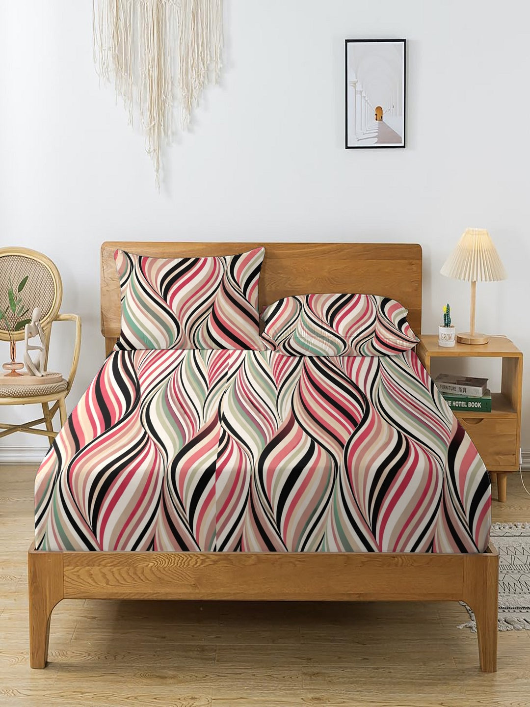 Quirky Home Coral Collection Double Bedsheet with 2 Pillow Cover - Pink