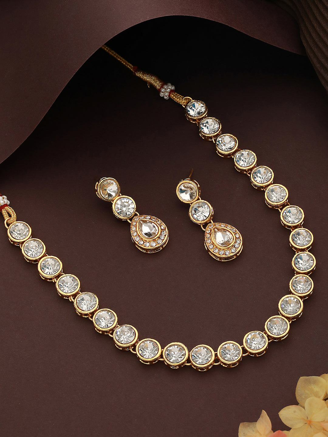 Gold-Plated Stone-Studded Jewellery Set