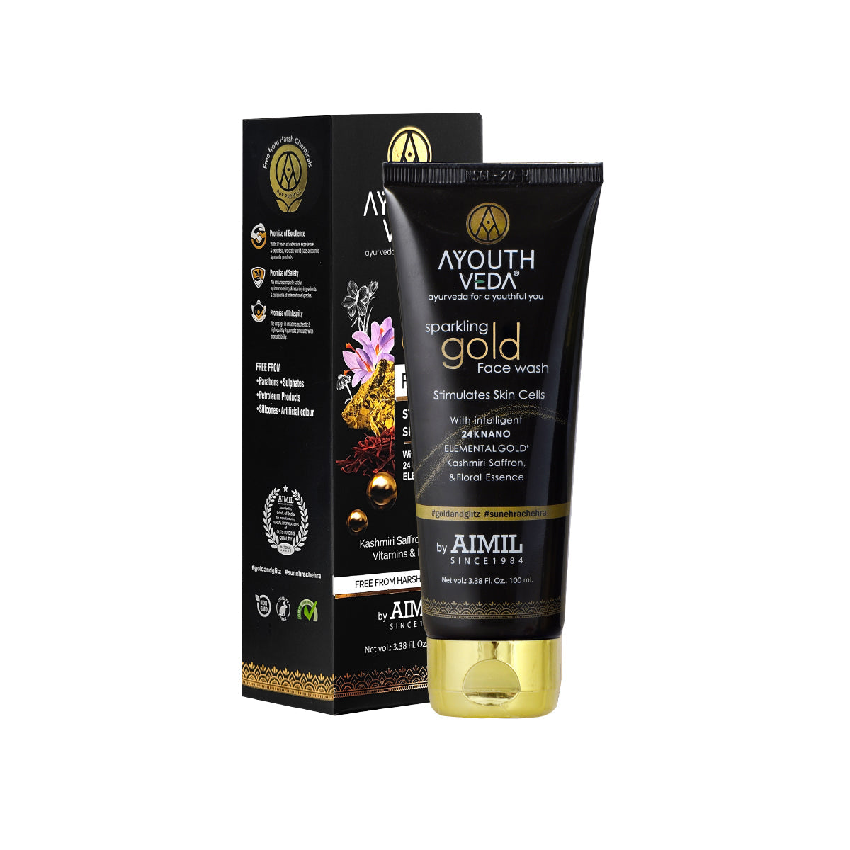 Ayouthveda Sparking Gold Face Wash Pack of 2 (100 ml) Aimil Ayouthveda