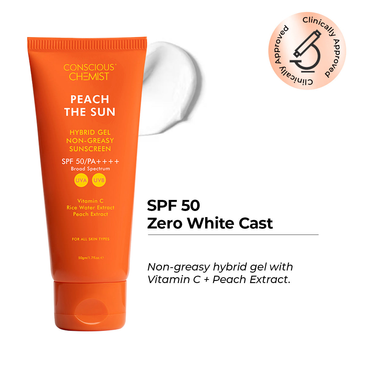 Conscious Chemist Sunscreen SPF 50 PA++++ | Vitamin C & Rice Water | Lightweight, No White Cast (50 g)