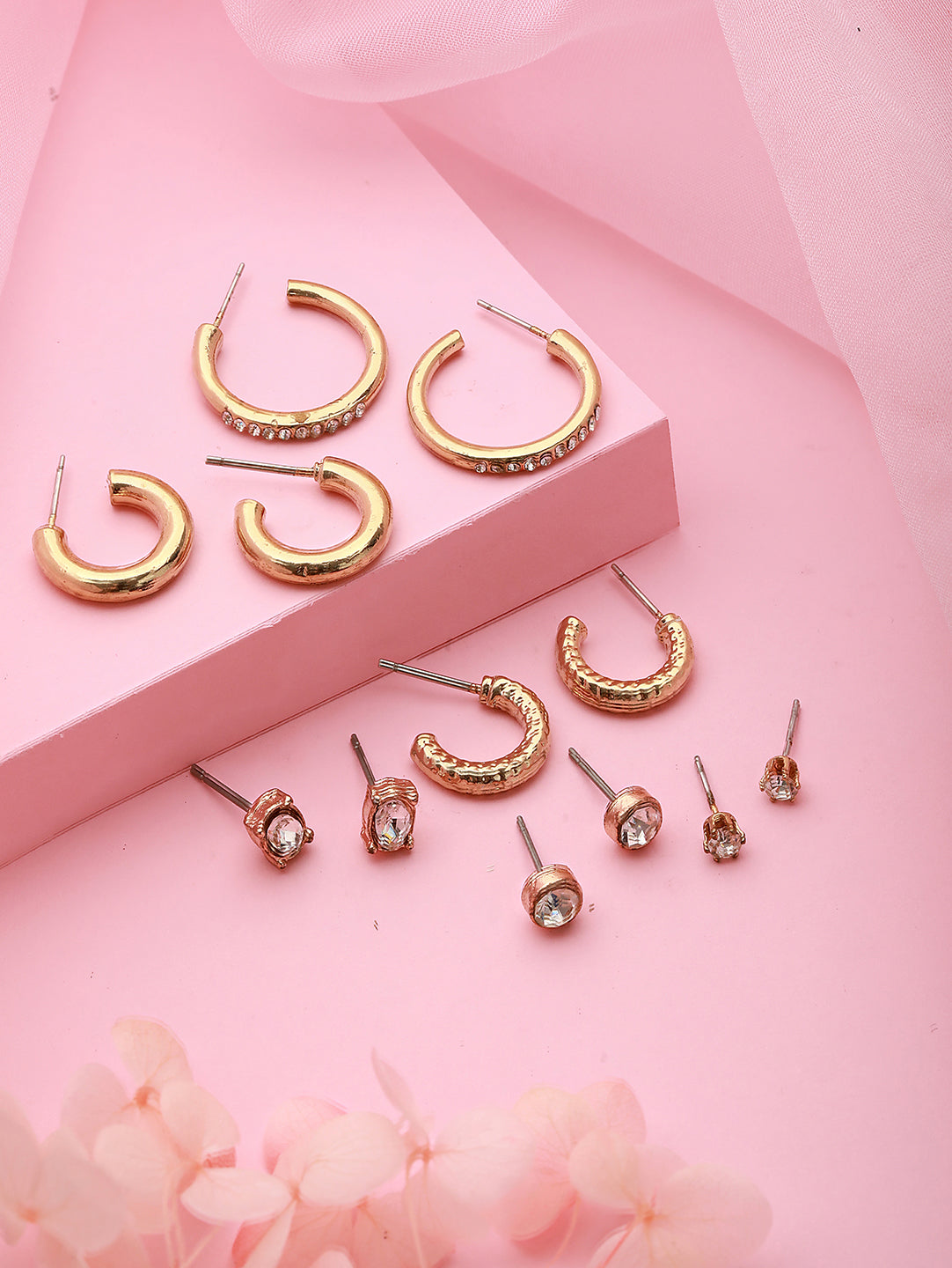 Set Of 6 Gold-Plated Earrings