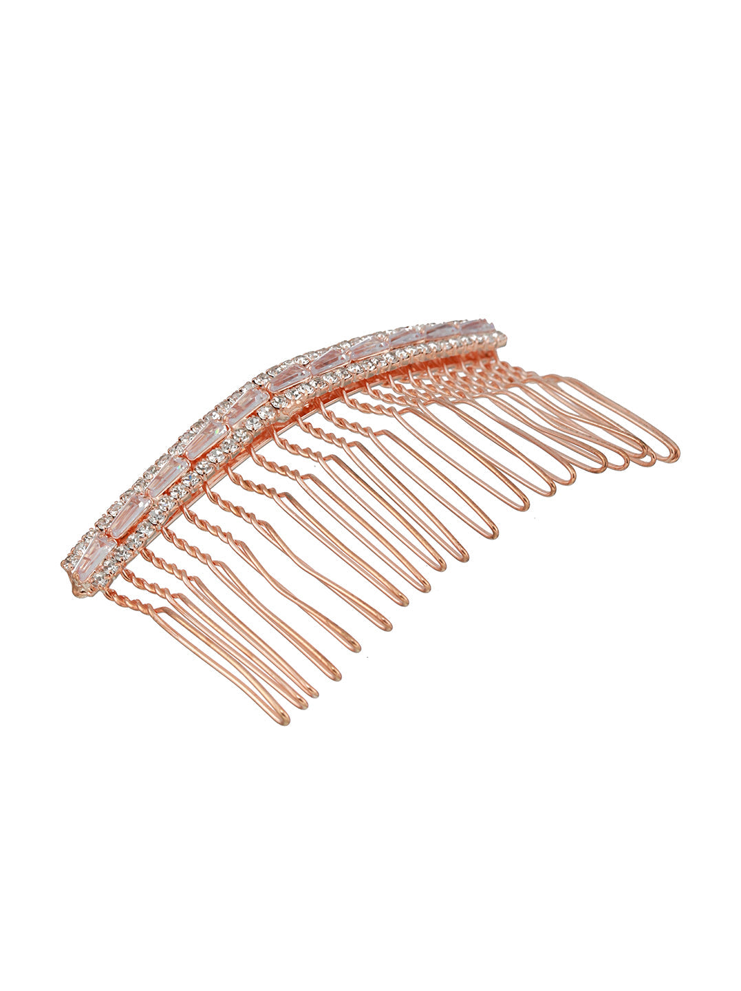 Women Rose Gold Plated & White Embellished Comb Pin