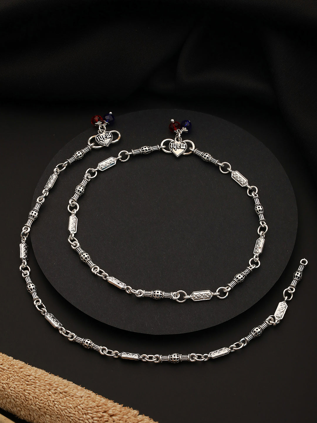 Set Of 2 Silver-Plated Anklets