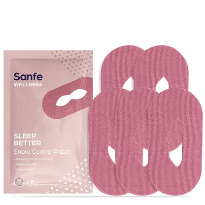 Sanfe Snore Control Patch Sleep Better Reduces mouth breathing, medical grade, hypoallergic No side effects Release upto 8 hours 5 Patches, For men & women