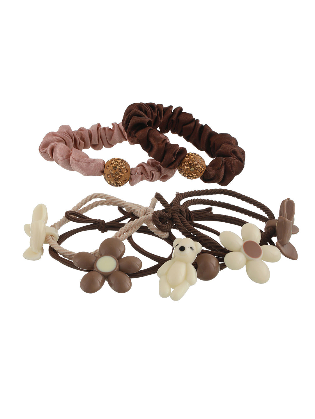 Women Set Of 7 Embellished Ponytail Holders