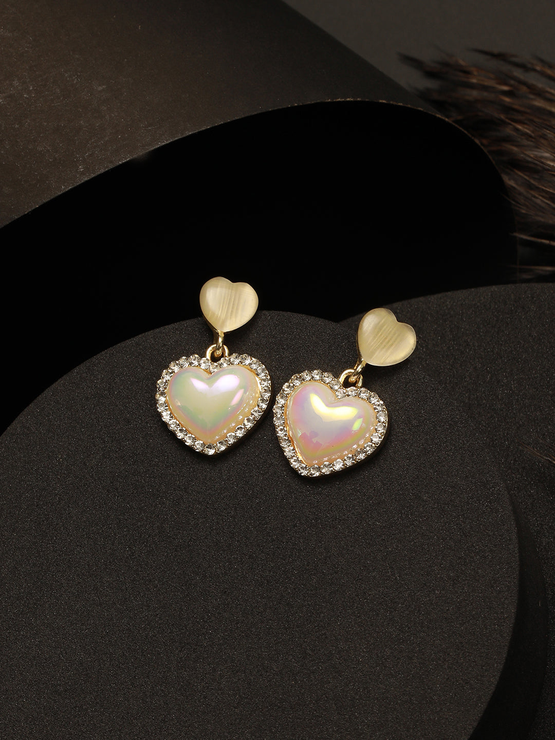Gold-Plated Heart Shaped Drop Earrings