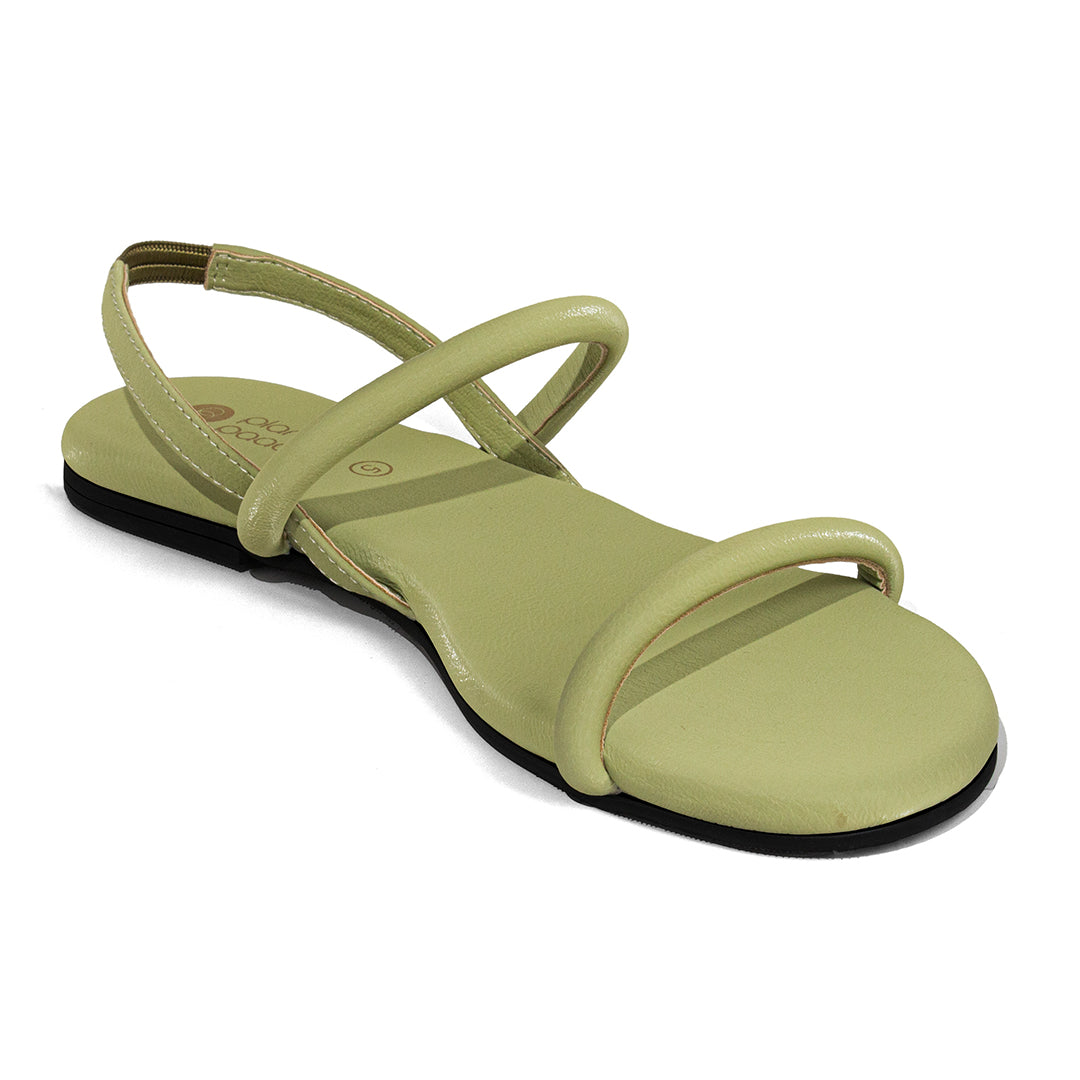 Lily Dual-Strap Vegan Leather Green Women Sandals Planet Paaduks