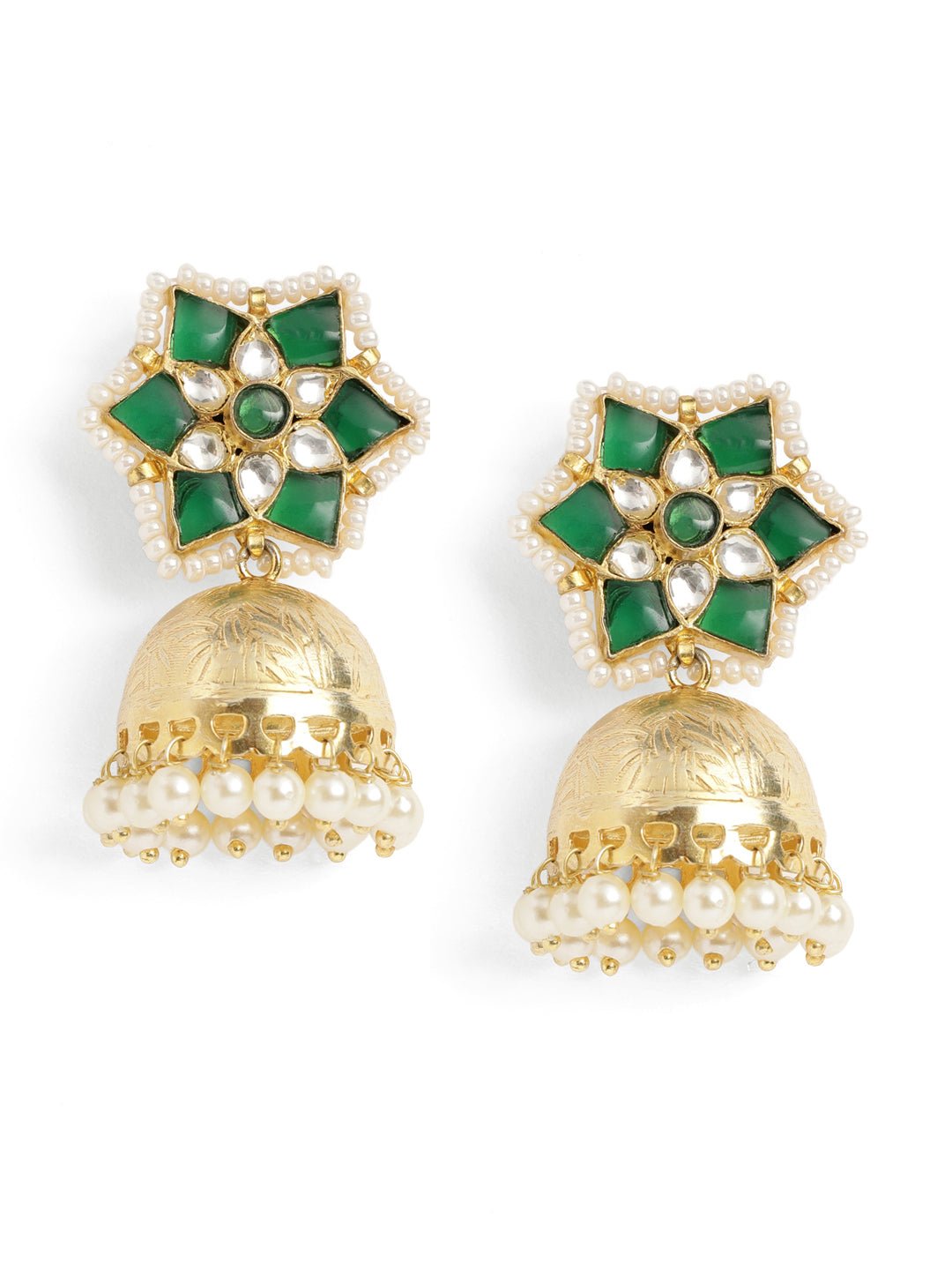 22K Gold Plated Panna Jhumki Earrings