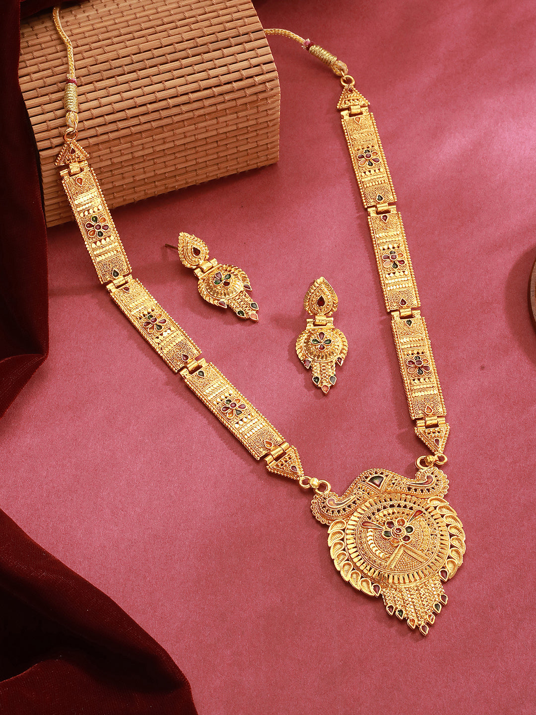 Jazz And Sizzle Gold-Plated Stone-Studded Dubai Style Jewelry Set