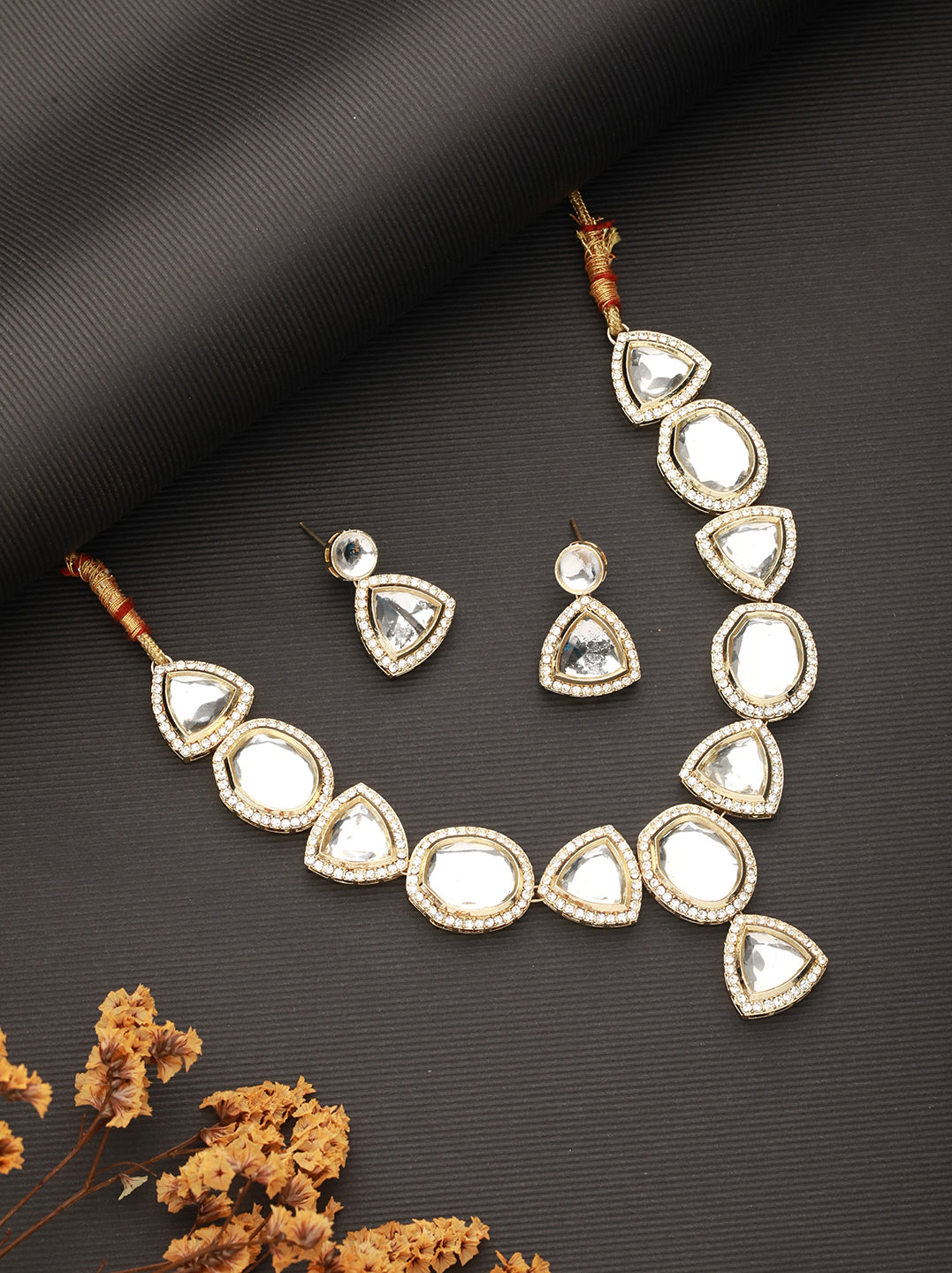 Silver-Plated Cz Stone-Studded Jewellery Set