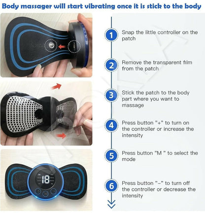 Compact Wireless Mini Body Massager for neck, back and leg pains with 19 Strength Levels