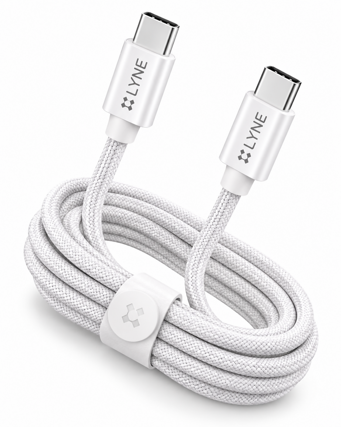 LYNE Flexy 65C Startup-34 65W USB-C to USB-C Fast Charging Cable – 1 Metre, White