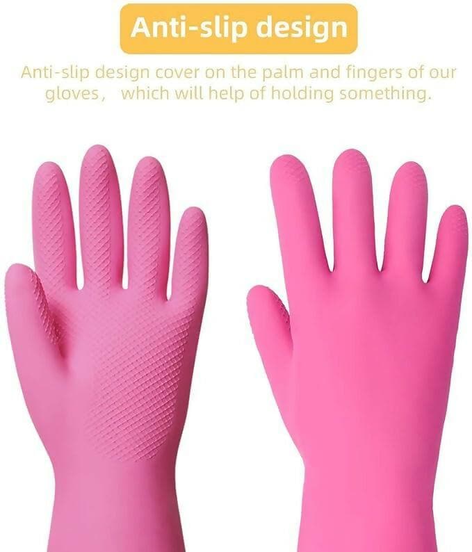 Eopzo Rubber Cleaning Gloves Kitchen Dishwashing Glove Waterproof Reuseable (1 Pair) - HalfPe