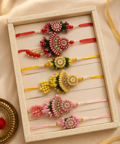 Hand Crafted Designer Bhaiya Bhabhi Lumba Rakhi Combo Pack – 1 Rakhi & 1 Lumba (Multi-Color)