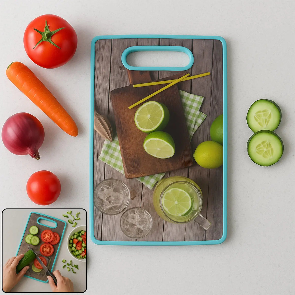 Premium Multipurpose Cutting Board with Handle Durable Kitchen Chopping Board (1 Pc  36x23 Cm) HP DD