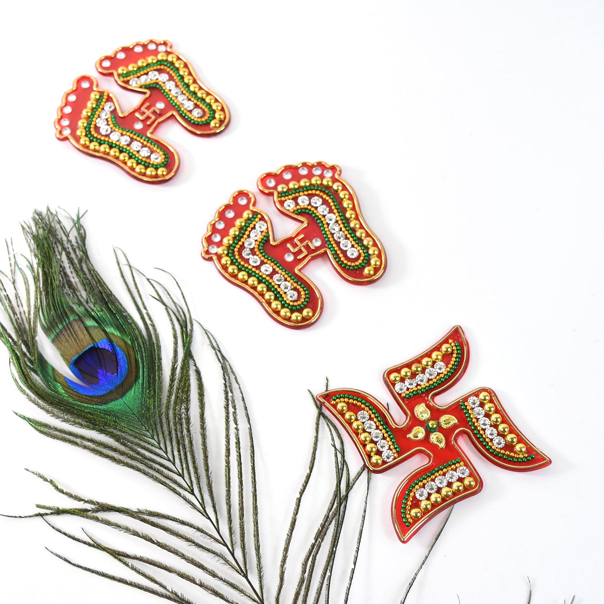 Decorative Laxmi Charan (Pagla)  Swastik Combo Set (3pc Set) HP DD