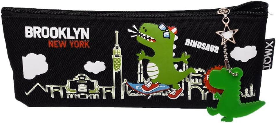 Simple And Classy Dino keychain Pouch (Black) - HalfPe