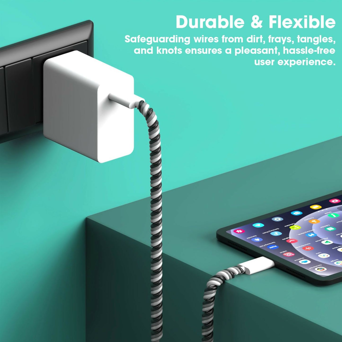 Premium Spiral Cable Guard Durable Protective Sleeve for Phone Chargers & Headphones
