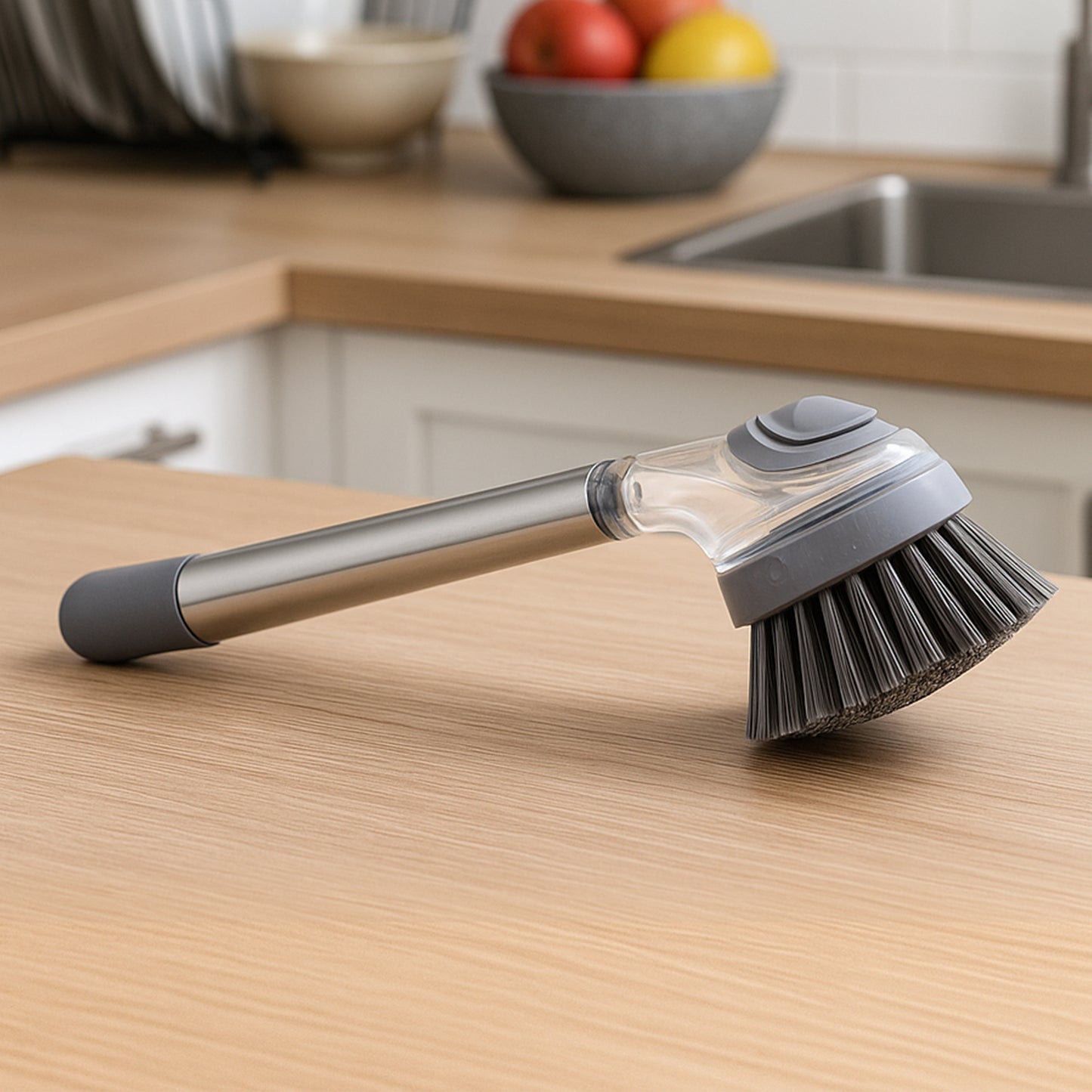 3-in-1 Cleaning Brush Set with Long Handle & Liquid Dispenser for Multi-Surface Scrub Brush