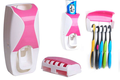 Toothpaste Dispenser with Toothbrush – Automatic Wall-Mounted Set