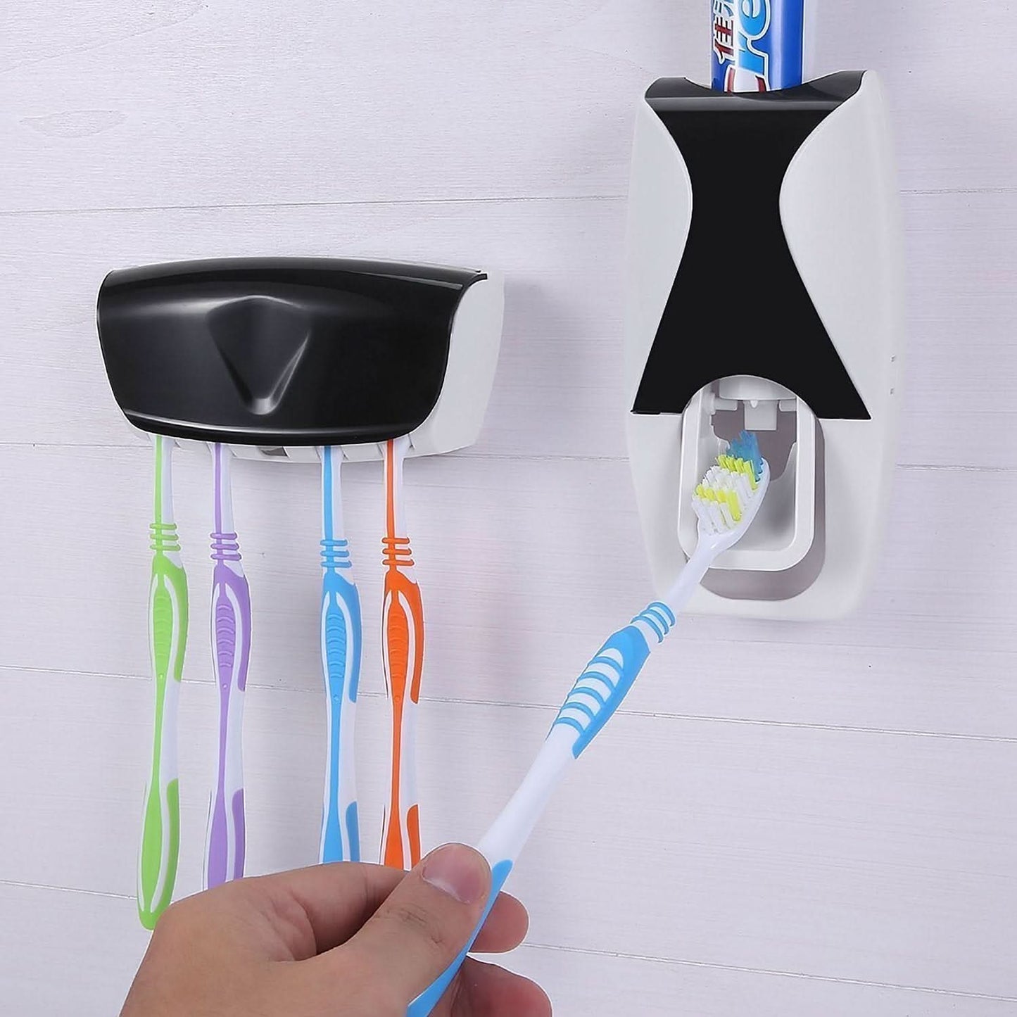 Toothpaste Dispenser with Toothbrush – Automatic Wall-Mounted Set