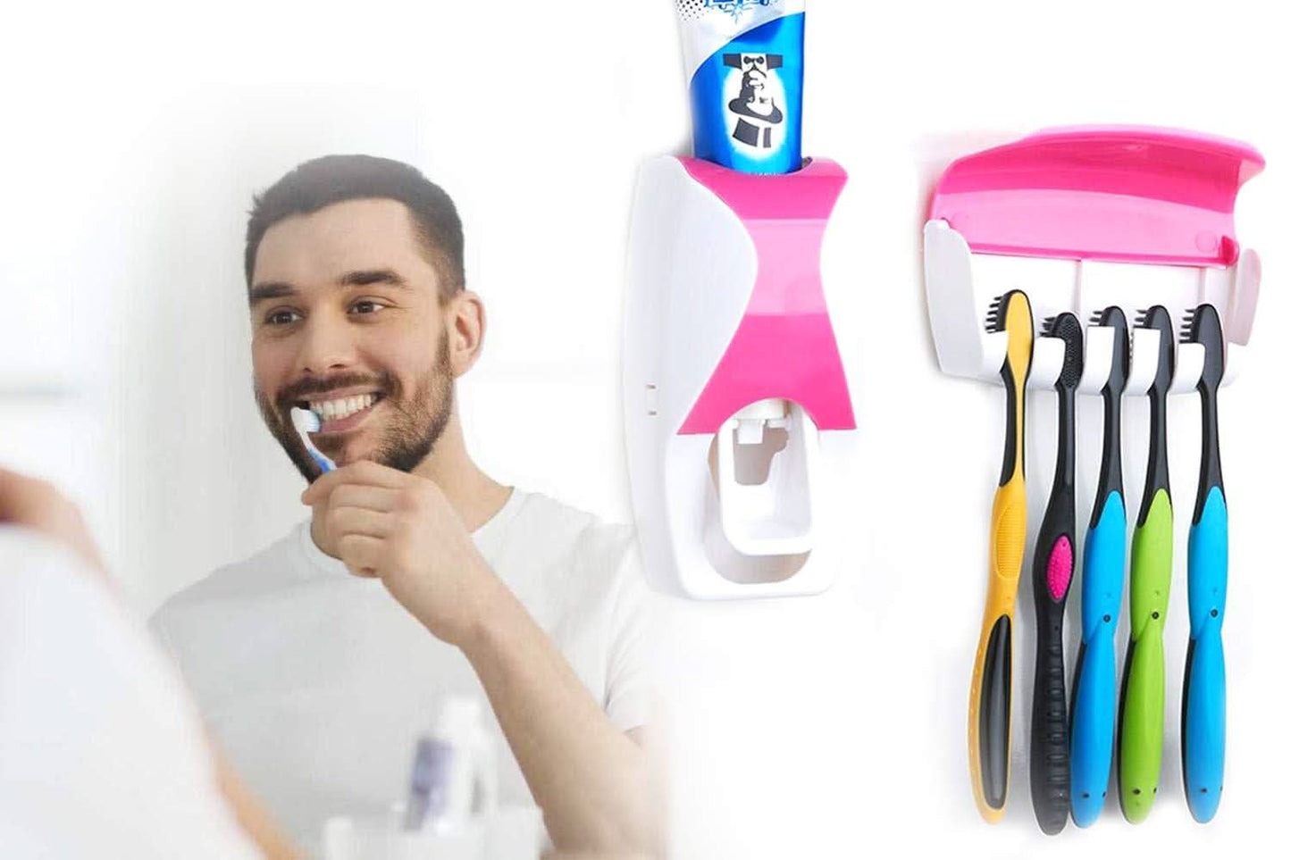 Toothpaste Dispenser with Toothbrush – Automatic Wall-Mounted Set