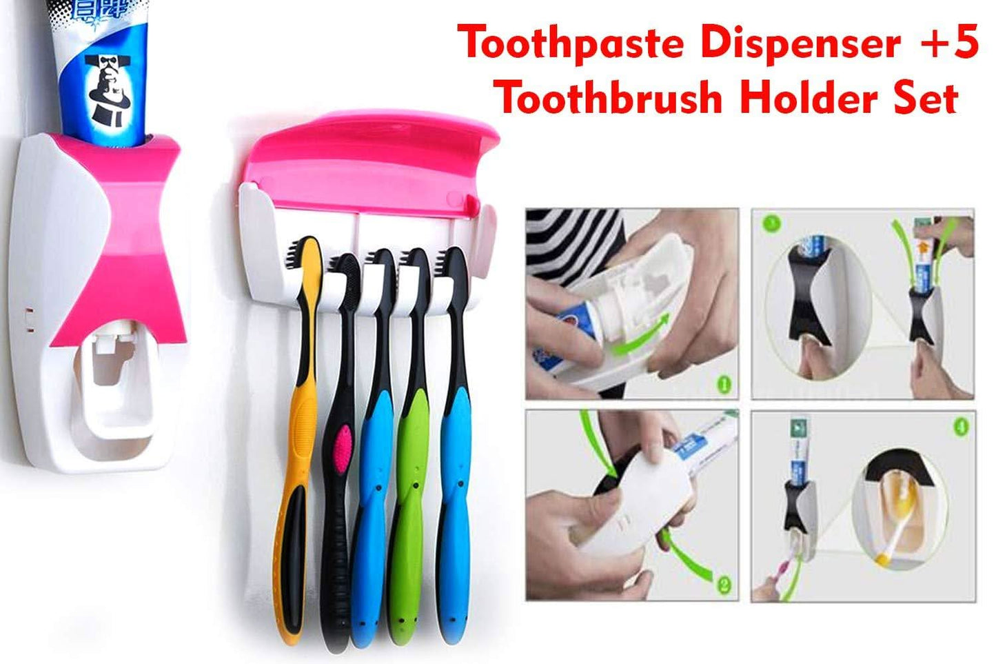 Toothpaste Dispenser with Toothbrush – Automatic Wall-Mounted Set
