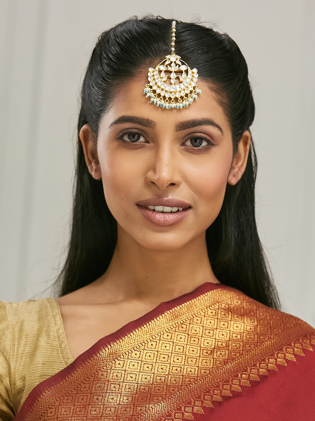 22k Gold Plated Chandbali Maang Tikka