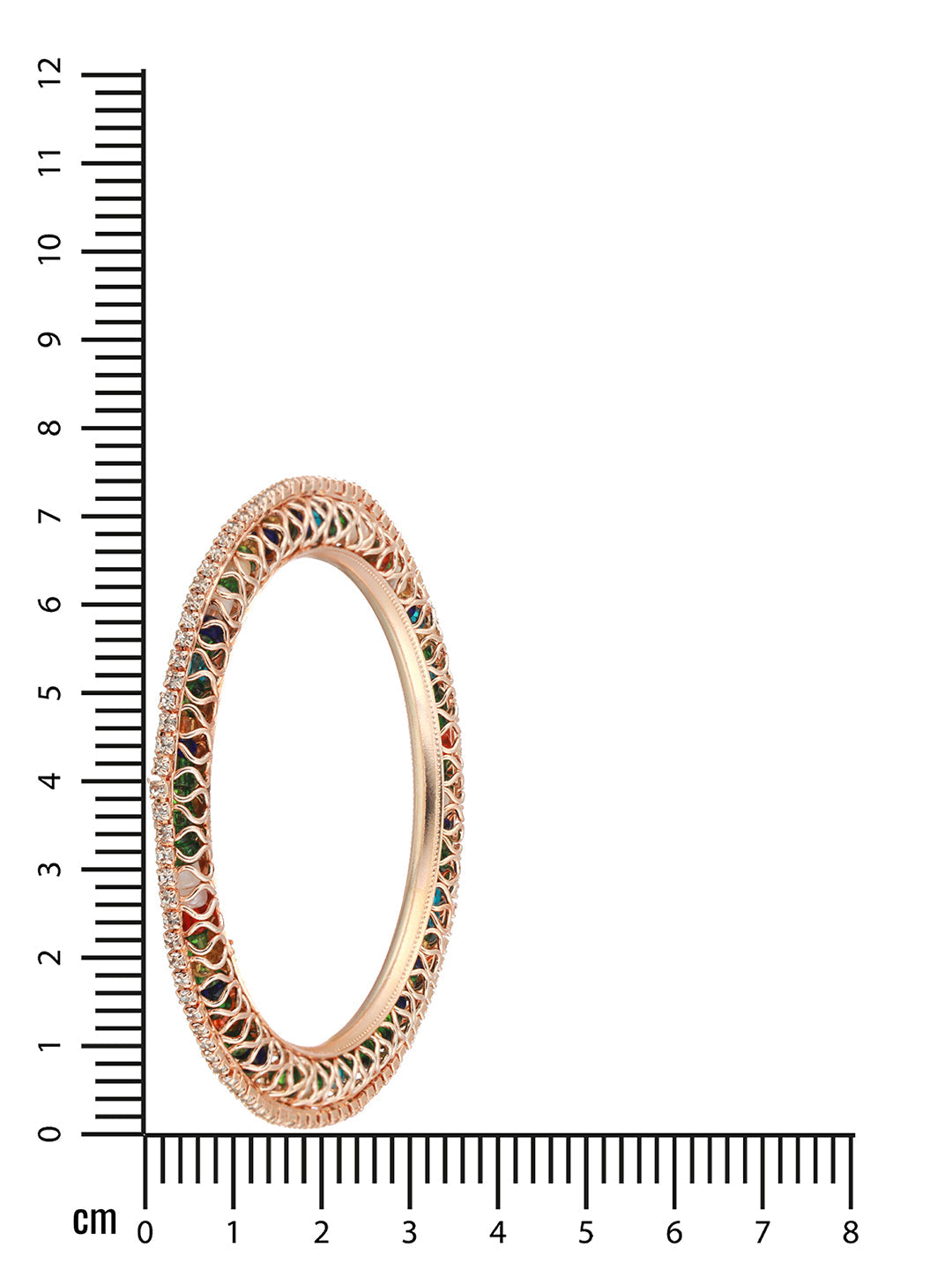 Set Of 4 Rose Gold Plated Stone-Studded Crystal-Beaded Bangles