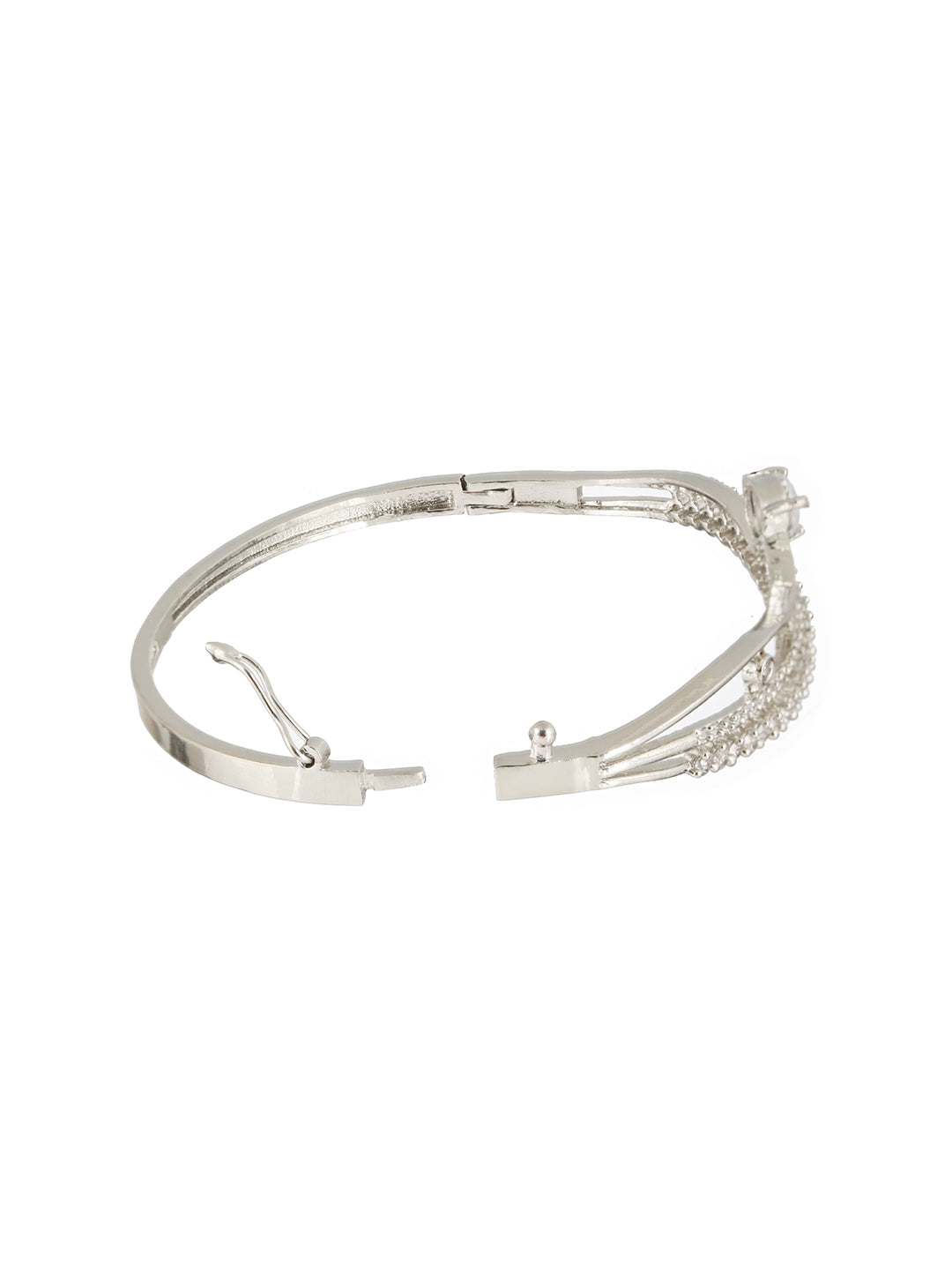 White American Diamond Studded Rhodium-Plated Link Bracelet