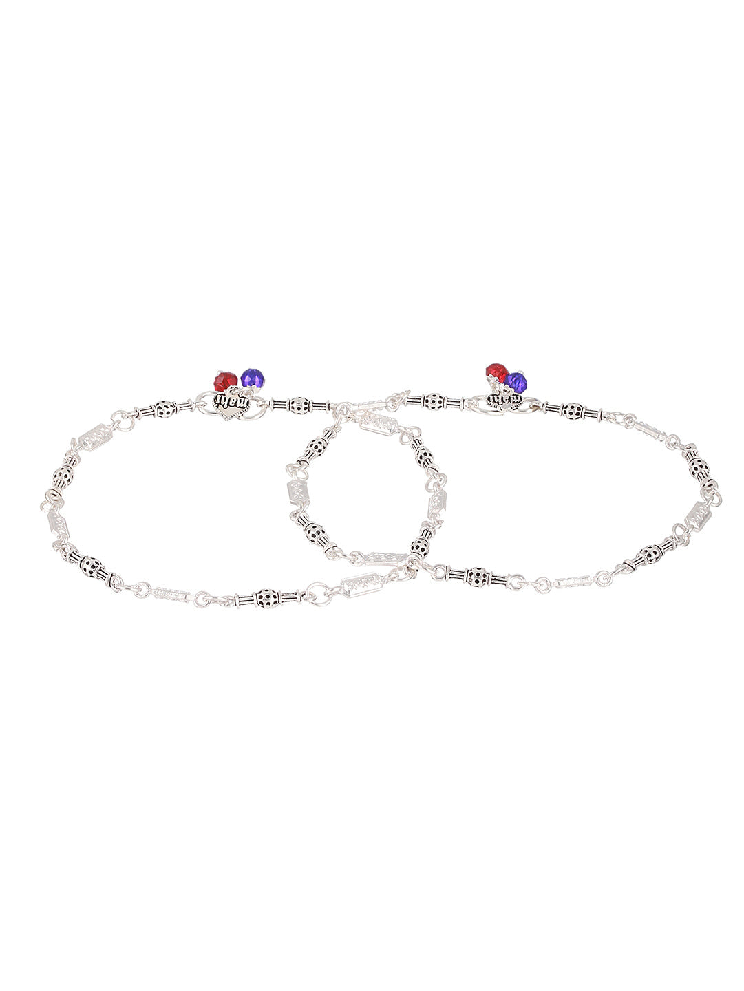 Set Of 2 Silver-Plated Anklets