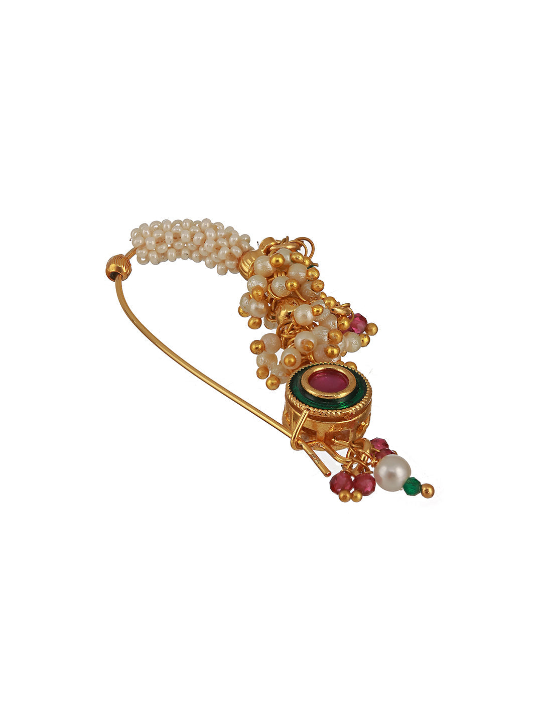 Ganesh Chaturthi Festive Nath | Gold-Plated Kundan & Beaded Nosepin | Jazz And Sizzle