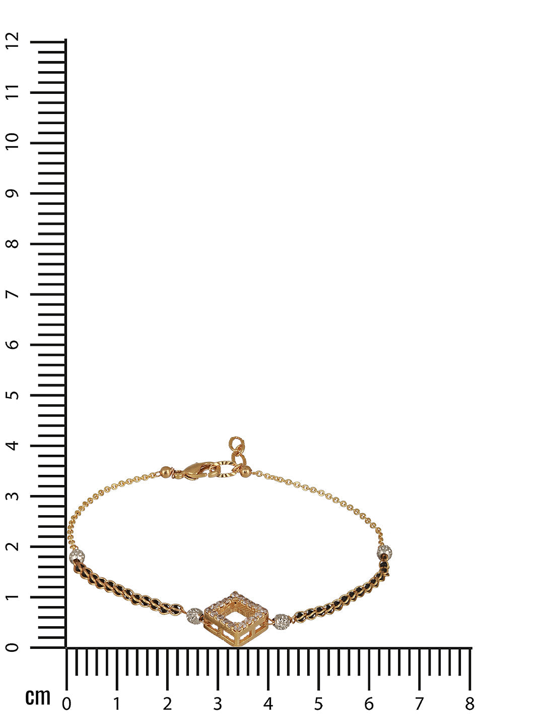 ¬†Gold-Plated Black Beaded & Stone-Studded Hand Mangalsutra Bracelet