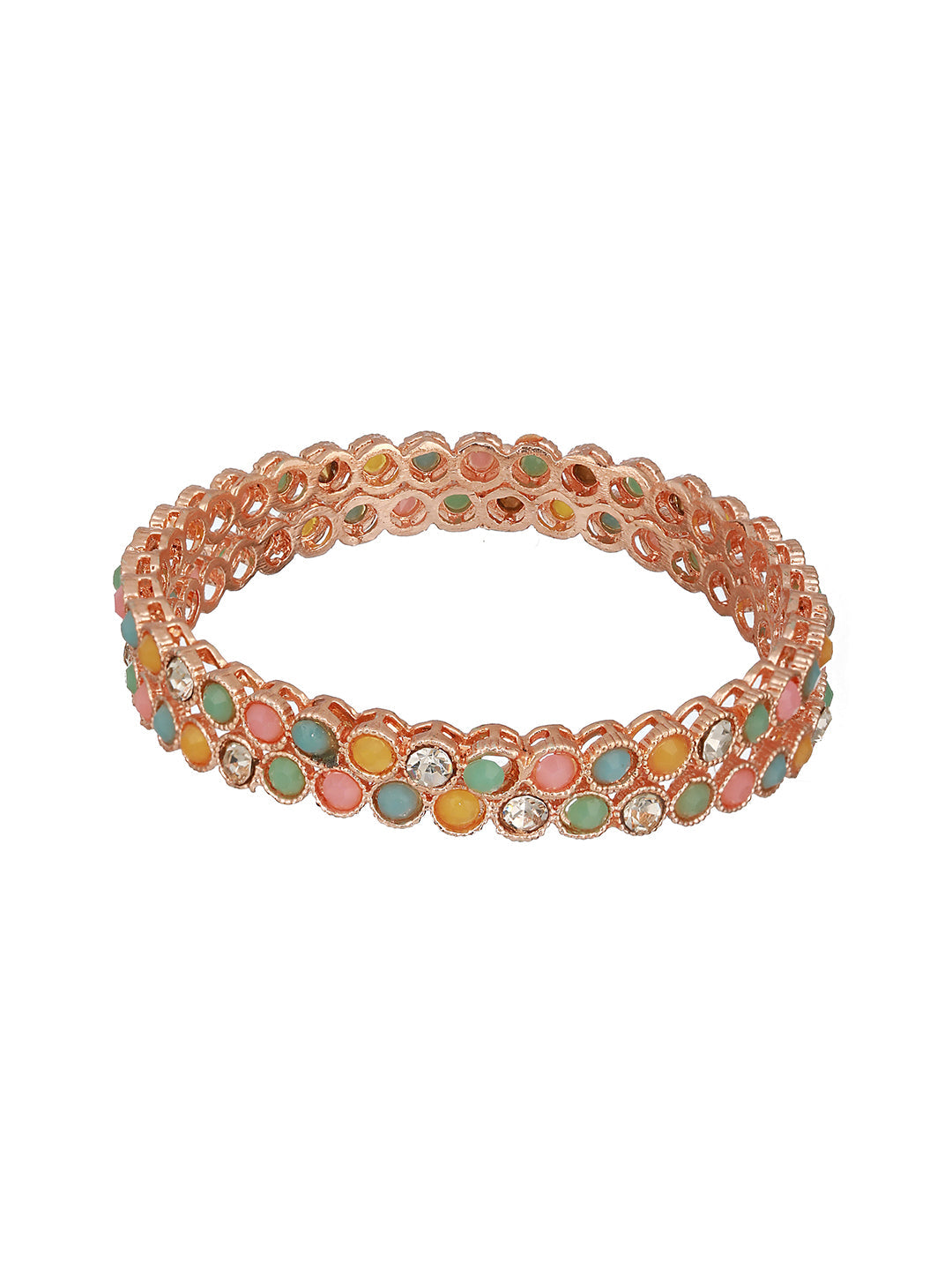 Set Of 2 Rose Gold-Plated Cz & Ad-Studded Bangles
