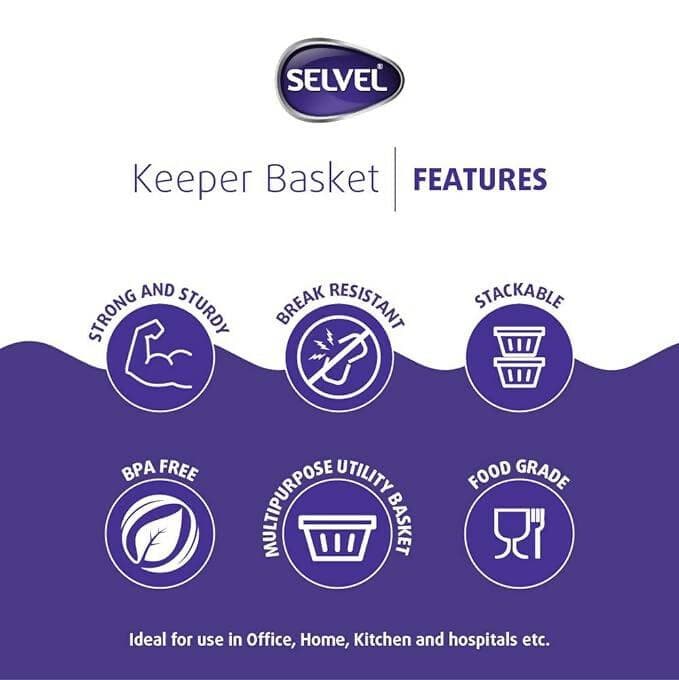 Selvel Medium Multipurpose Storage Basket with Lid ,( Polypropylene, Purple,Size:22x 9.5X 9.5cm) - HalfPe