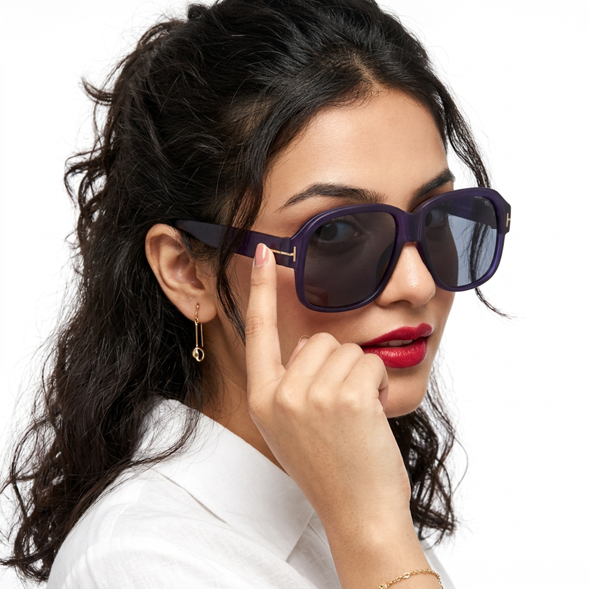 Eyejack Blue Wayfarer Sunglasses for Men and Women - Style 1060 - worn by a male model (image 3)