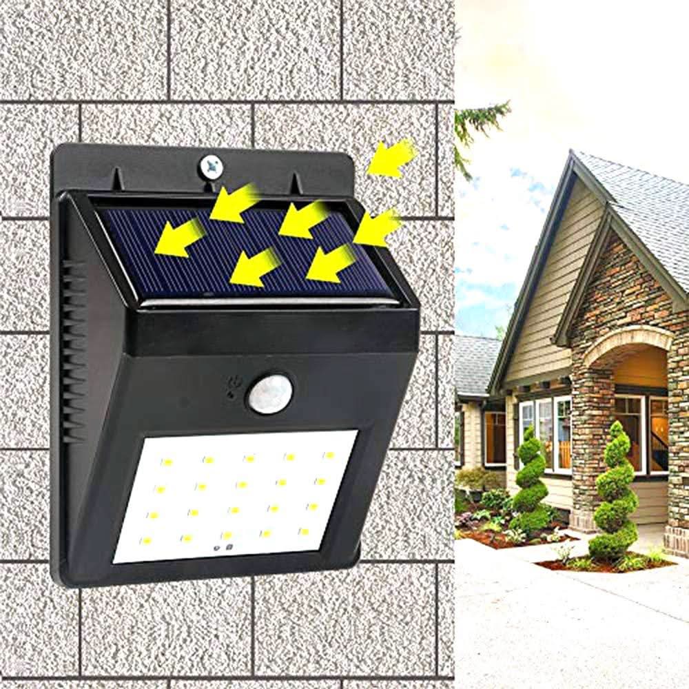 Solar Security Led Night Light For Home Out door garden Wall (Black) (20-led Lights)