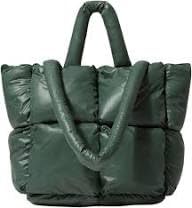Buddy Cares Puffy Tote Bag – Padded Lattice Puffer Shoulder Bag for Women – Olive Green