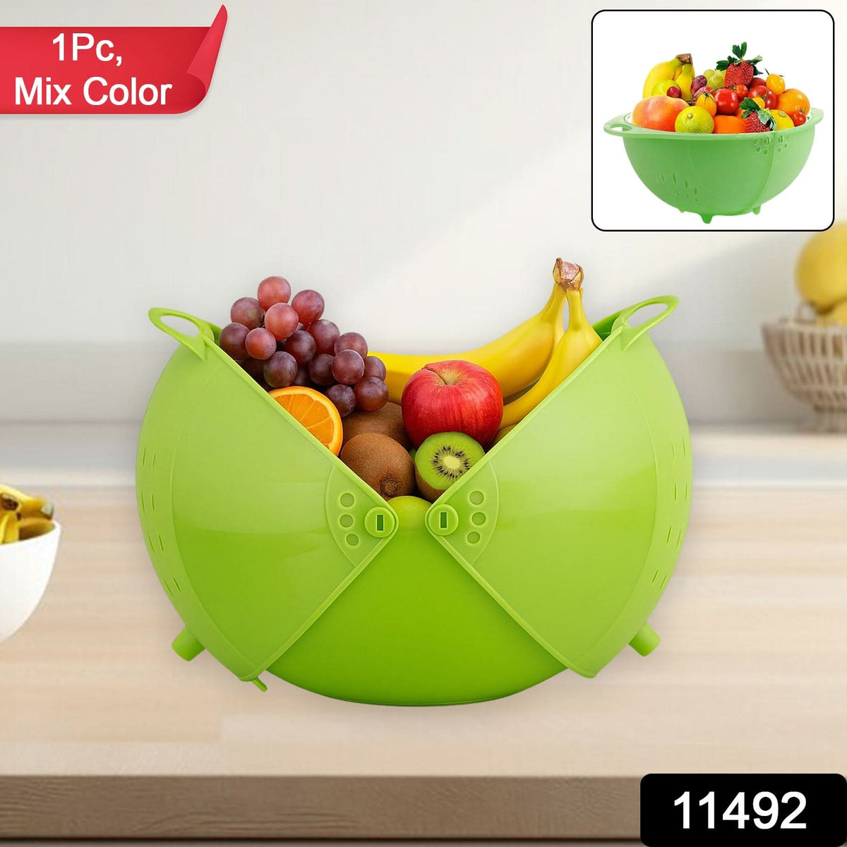 Apex Smart Basket 3in1 Multiuse Fruit And Vegetable Bowl  (1 Pc  Mix Color) HP DD