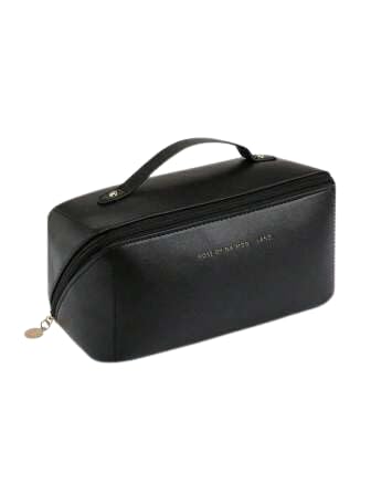 Buddy Cares Large Capacity Travel Cosmetic Bag – Waterproof Makeup Bag with Handle & Divider – Black