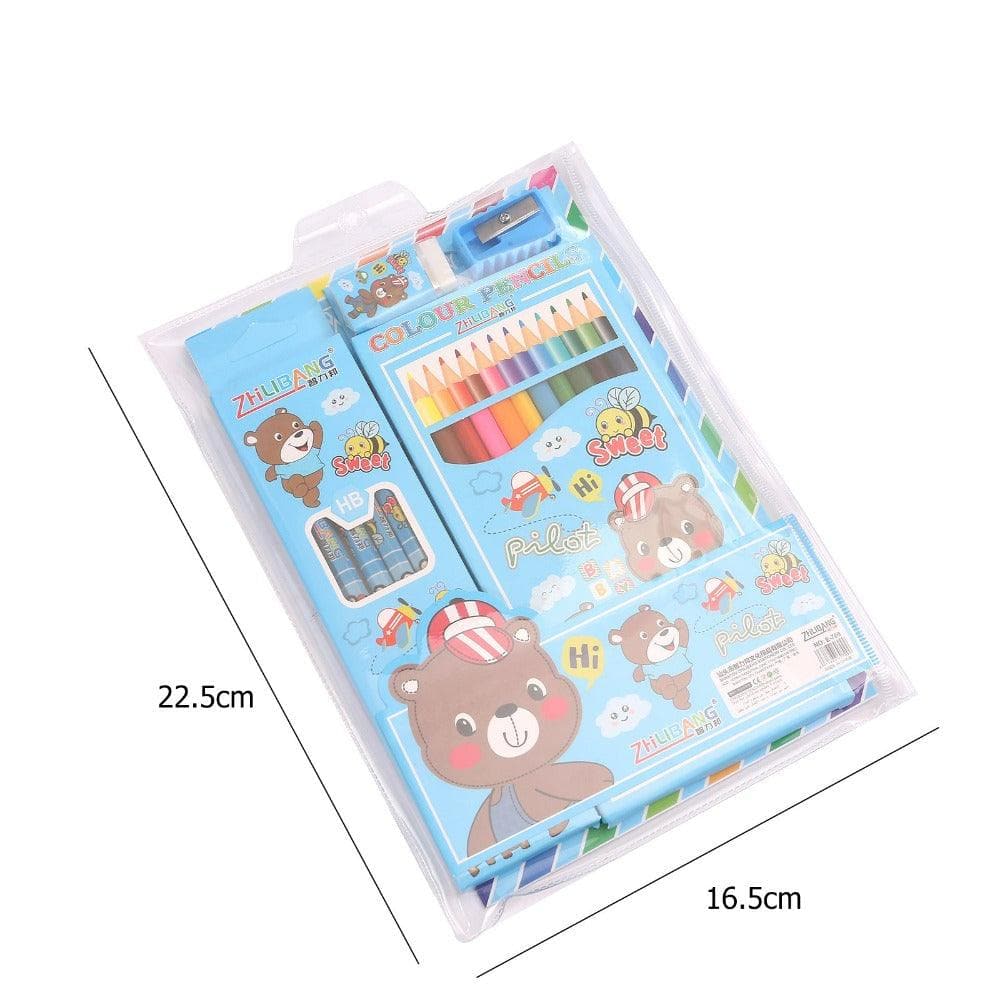 5 in 1 stationery combo set for all (single piece, blue) - HalfPe