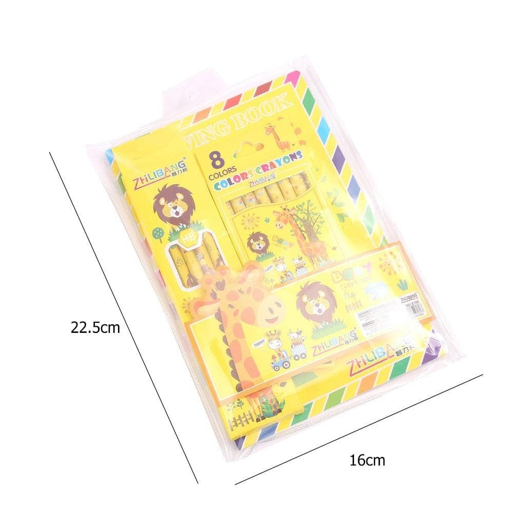 6 in 1 stationery combo set for Toddlers / Kids (Yellow) - HalfPe