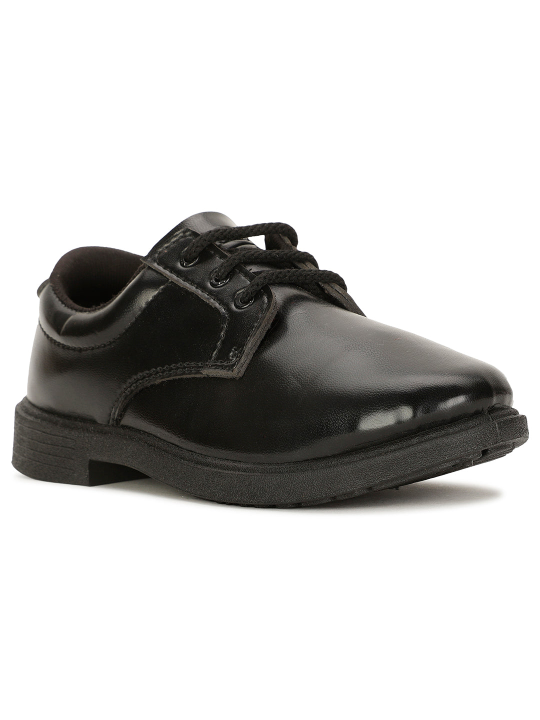 Bata Boy's Black Lace-up Derby School Shoes - Black