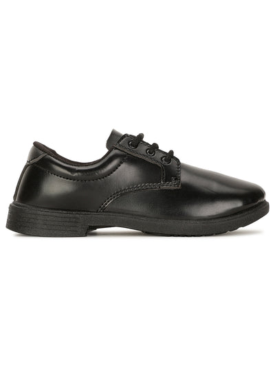 Bata Boy's Black Lace-up Derby School Shoes - Black