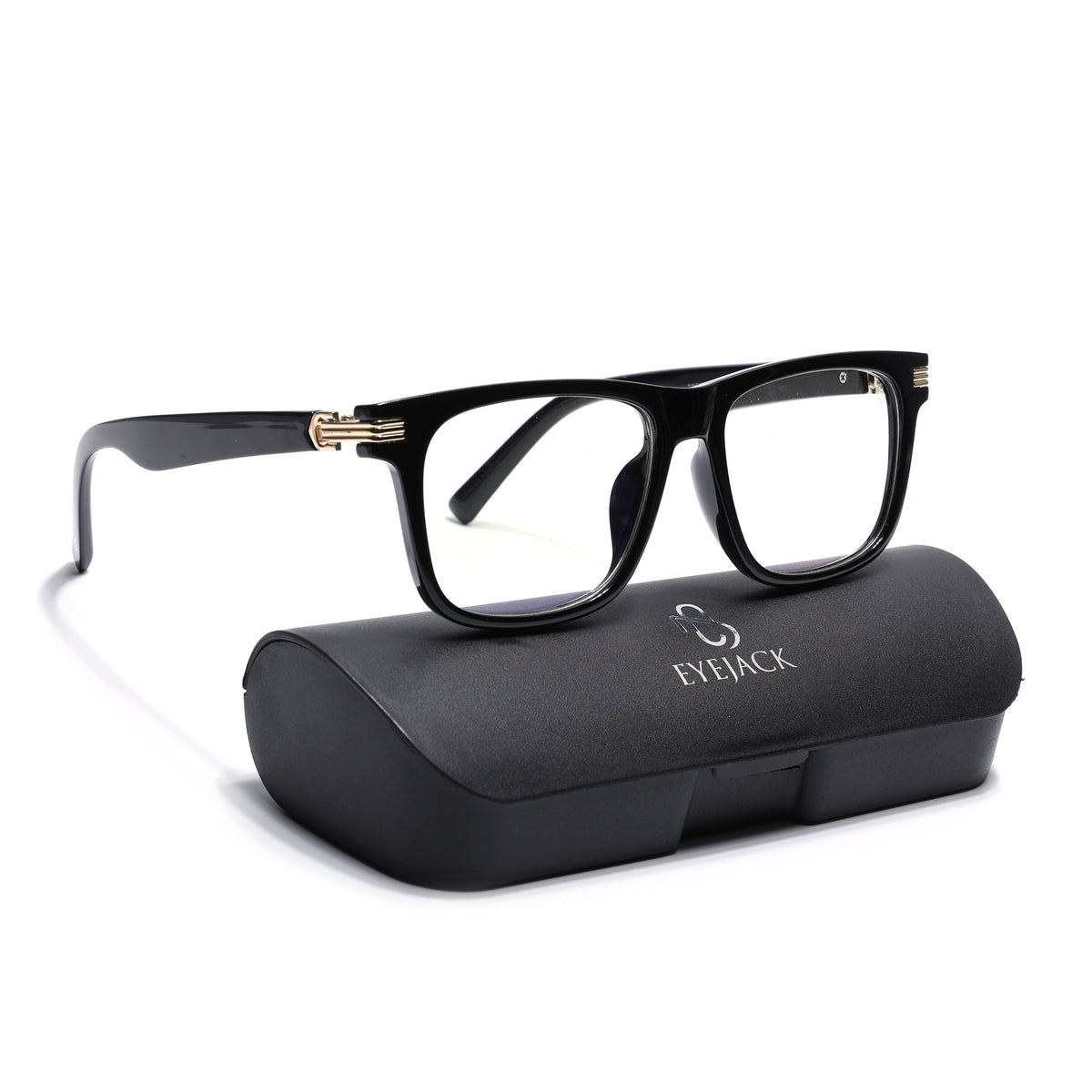 Eyejack Shine Black Square Eyeglasses for Men and Women - Style 2150 - with box packaging