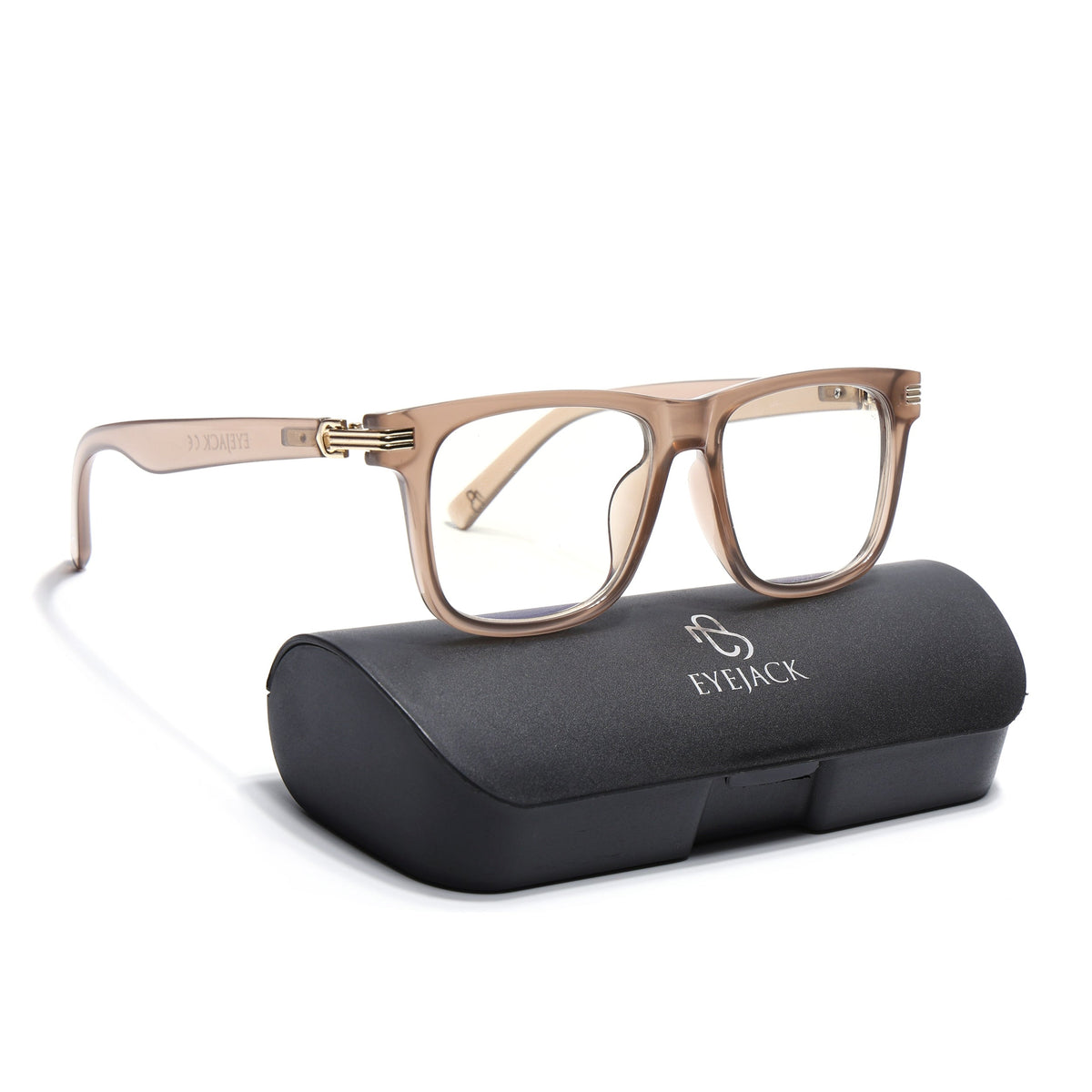 Eyejack Matte Brown Square Eyeglasses for Men and Women - with box packaging