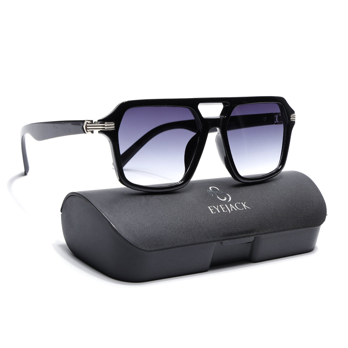 Eyejack Shine Black Wayfarer Sunglasses for Men and Women - with box packaging