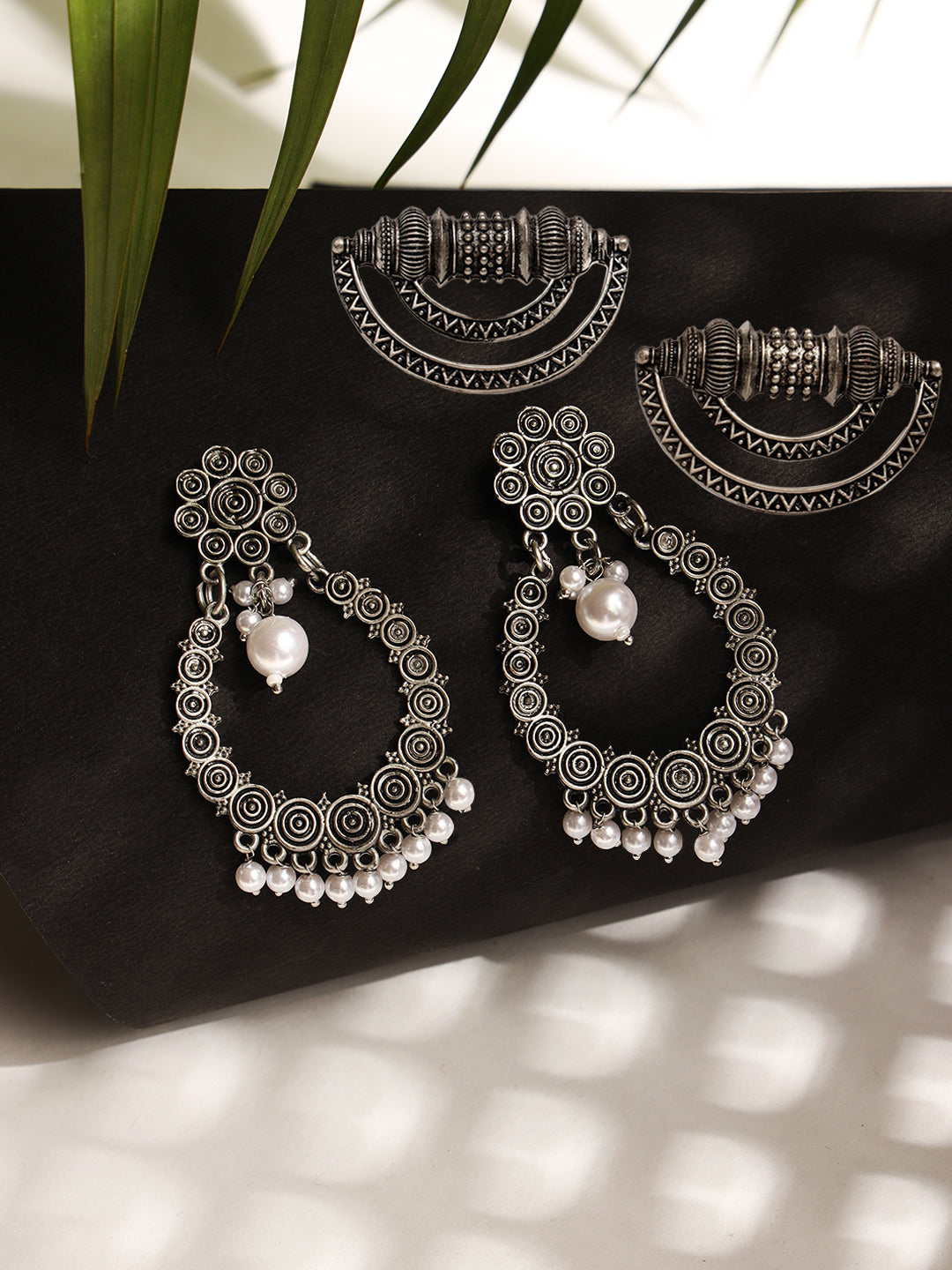 Set Of 2 German Silver Plated Earrings